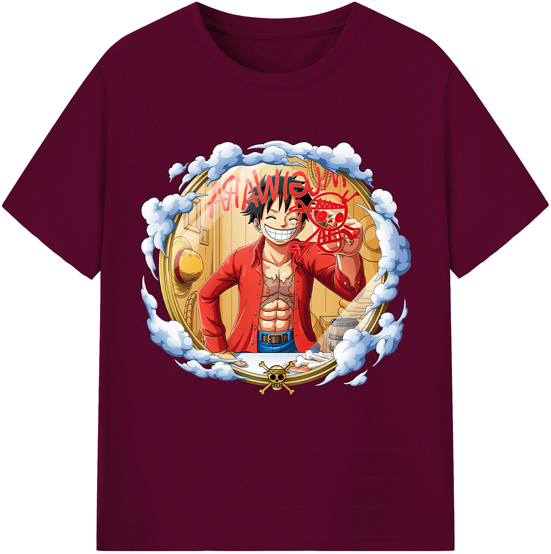 ワンピース モンキー・D・ルフィ ONE PIECE Monkey D. Luffy レディースカジュアルプリントTシャツ（綿100％）